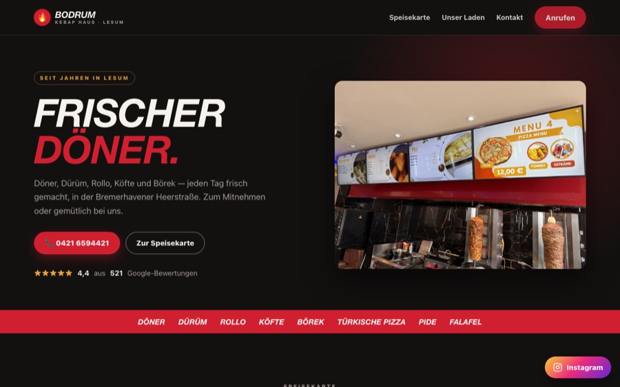 Website für einen Imbiss in Bremen-Lesum