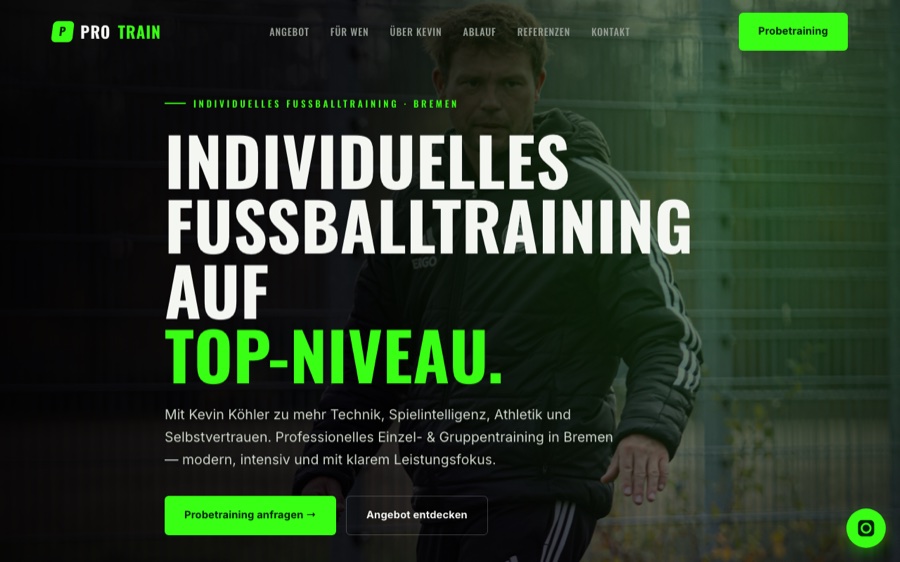 Website für einen Personal Trainer